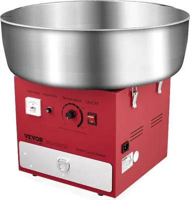 Zdjęcie produktu dla Maszyna do waty cukrowej, pojemnik ze stali nierdzewnej, moc 1000 W, kolor czerwony