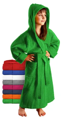 Obrázok produktu pre Detský župan žabie zelená 140 cm, 100% bavlna froté, s kapucňou, pre domácnosť