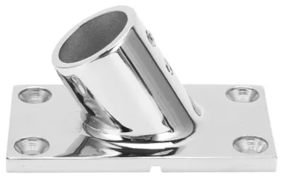 Produktbild von Bootshandlauf-Basisbeschlag, Edelstahl, 60 Grad, rechteckiger Handlaufbeschlag, 22 mm