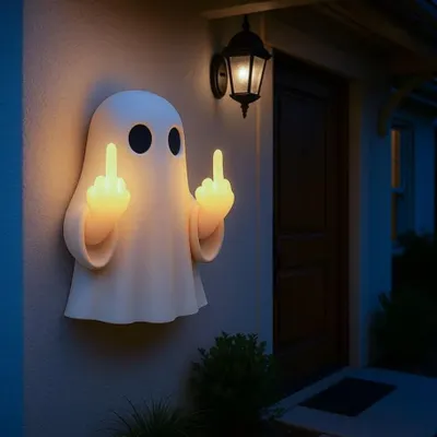 Productafbeelding van Halloween-geest LED-decoratie, lichtgevende tuinfiguur voor buiten, wanddecoratie met een opvallend handmotief
