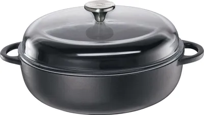 Produktbild von Küchenprofi PROVENCE Gusseisenpfanne rund 28cm Schwarz Bauernpfanne mit Glasdeckel