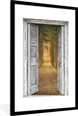 Produktbild von MuchoWow® Gerahmtes Poster Wald - Herbst - Ausblick 60x90 cm - Poster mit Schwarzem Bilderrahmen Wandposter Rahmen Foto Bilder - Dekoration - Wandposter Wohnzimmer - Hochwertig