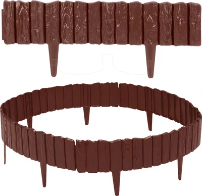 Produktbild von Bettizia 4 Stück Rasenkante Holzoptik Beeteinfassung Beetzaun Beetumrandung Kunststoff für Garten, Wiese 2,3m Braun