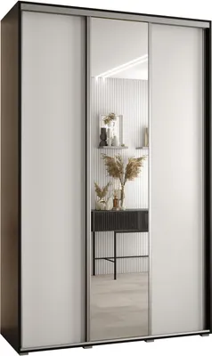 Produktbild von MEBLE KRYSPOL Davos 3 Schrank, drei Türen - 235,2x150x45 cm - Schwarz Weiß Silber