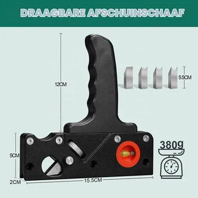 Productafbeelding van Schaaf hout, afschuining schaaf voor houtbewerking, kantenschaaf met 4 snijkoppen 45°/3/5/6 mm, ergonomische handgreep, plaatsingsbellen, eenhandschaaf voor houtbewerker, timmerman, timmerman