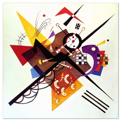 Zdjęcie produktu dla Giallobus - Na białym II - Vassily Kandinsky - 70D x 70S cm - Obraz - Szkło akrylowe