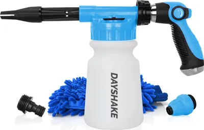 Produktbild von Dayshake Schneeschaumpistole für Gartenschlauch - Inkl. Waschhandschuh - Schaumlanze - Schaumsprüher Autowäsche - Schaumkanone