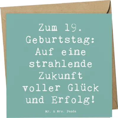 Produktbild von Mr. & Mrs. Panda faltkarte Spruch 19. Geburtstag Zukunft - Meeresbrise - Geschenk, Liebe, Geburtstagsgeschenk, anlasskarte, Happy Birthday, Grußkarte, individuell, Lachen