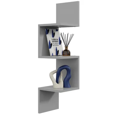 Produktbild von Eckregal Grau – modernes Hängeregal für Bücher und Dekoration, stabile Wand-Eckablage für Wohnzimmer, Küche und Büro