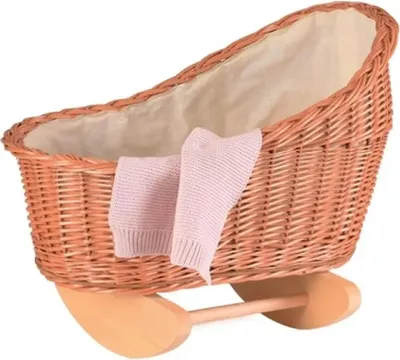 Image de Berceau en osier pour poupées, avec couverture tricotée, Egmont Toys