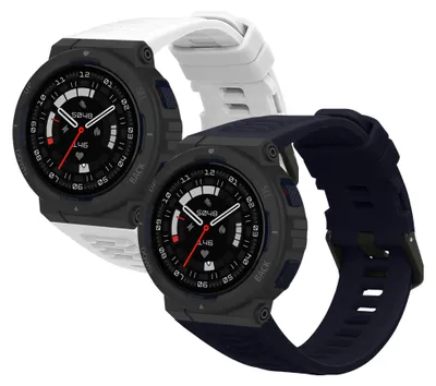 Produktbild von kwmobile 2x Uhrenarmband für Amazfit Active Edge (A2212) Armband - Fitnesstracker Band Set aus TPU Silikon - Ersatzarmband Smartwatch - Dunkelblau