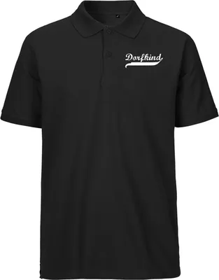 Produktbild von Hellweg Druckerei Herren Polo Shirt Dorfkind Vintage Geschenk Oberteil Black Größe S Bio Baumwolle Fairtrade Dorfkind Vintage Mode