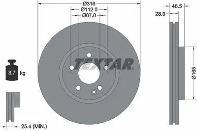 Produktbild von 2x TEXTAR Bremsscheibe 92073100 passend für MERCEDES-BENZ CLK (C208) 46 5mm