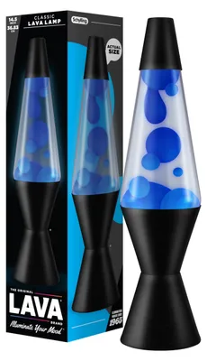 Produktbild von LAVA® - Lampe 2313, blaues Wachs, klare Flüssigkeit, schwarzer Sockel und Deckel