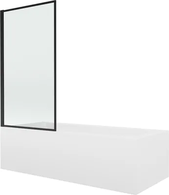 Produktbild von Mexen Vega rechteckige Wanne 180 x 80 cm mit Verkleidung und einflügeliger Faltwand 80 cm, schwarz gemustertes Fix - 550118080X?