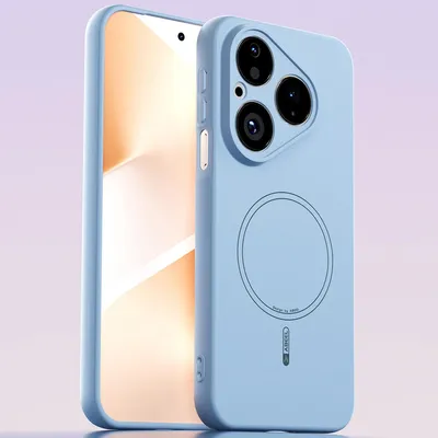 Produktbild von Magnetische Handyhülle für Huawei Pura 80, MagSafe kompatible, Flüssig Silikon Stoßfest Kratzfest Hülle Blau