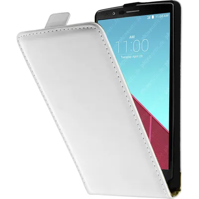 Produktbild von PhoneNatic Kunst-Lederhülle kompatibel mit LG G4 - Flip-Case weiß + 2 Schutzfolien