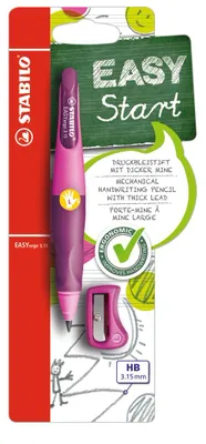 Produktbild von Ergonomischer Druck-Bleistift für Linkshänder - STABILO EASYergo 3.15 in pink/lila - Einzelstift - inklusive 1 dicken Mine - Härtegrad HB & Spitzer