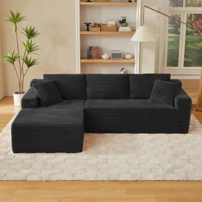 Immagine prodotto di Divano modulare a forma di L, con 3 posti, imbottitura in memory foam, modello "Cloud", con chaise longue di grandi dimensioni (grigio)