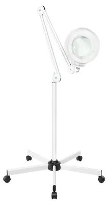 Zdjęcie produktu dla Lampa stojąca, lupa, regulowane oświetlenie LED, BIAŁA