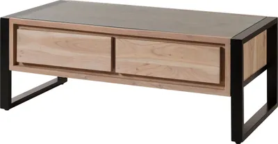 Image de MASSIVMOEBEL24 | Table basse en bois d'acacia / bois de récupération 120x60x45 naturel laqué DENVER #120