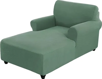 Obrázek produktu pro Chaise Longue Cover Stretch Chaise Longue Slipcover pro obývací pokoj Chaise Longue s dvojitým ramenem Chaise Longue Cover, Grass Green