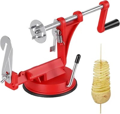 Produktbild von Spiralschneider aus Edelstahl, manuell, mit Antirutschfüßen, für Kartoffeln und Süßkartoffeln, Küchenhelfer