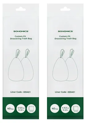 Immagine prodotto di Confezione da 2 sacchi per l'immondizia con coulisse – Polietilene – 42 x 60 cm – 15–20 litri