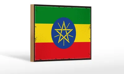 Produktbild von Holzschild Flagge Äthiopien 18x12cm Retro Flag Ethiopia
