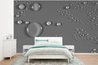 Produktbild von MuchoWow® Fototapete für Wohnzimmer oder Schlafzimmer Wandtapete Vinyl Motivtapete Wassertropfen - schwarz und weiß - 350x260 cm - Wohnzimmer-Tapete