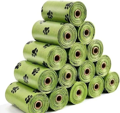 Immagine prodotto di 240 sacchetti biodegradabili per escrementi di cane - sacchetti compostabili per escrementi di animali domestici - 9 x 13 pollici (16 rotoli, 15 per rotolo)
