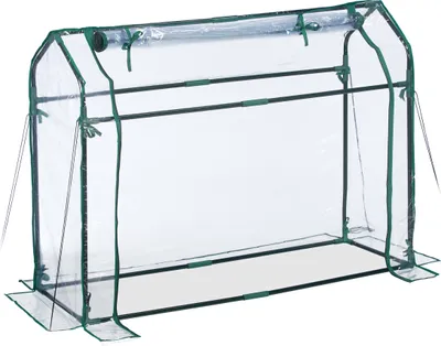 Image de Serre en film plastique Relaxdays, film PVC, porte enroulable, H x l x P : 92 x 124 x 42 cm, châssis de culture avec système d'emboîtement, transparent