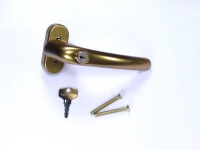 Image de Poignée de fenêtre Hoppe Tokyo avec clé aluminium dorée