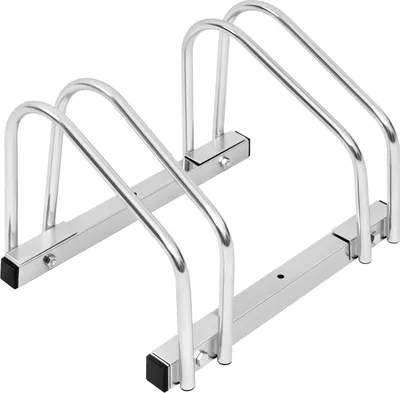 Produktbild von WOLTU Fahrradständer, aus Metall, für 2 Fahrräder, Silber, 40x32x26cm