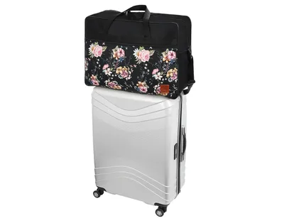 Produktbild von granori Handgepäcktasche Damen, 55x40x20 cm, über 40L, leicht, strapazierfähig, kompakt faltbar, Kofferschlaufe, 2 Fächer, Blumenmuster, 100% Polyester, Airline-konform