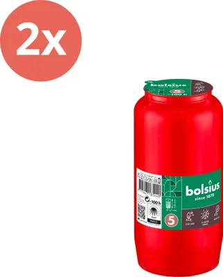 Produktbild von Bolsius - Gedenklicht - Ohne Deckel - Rot - 100 Brennstunden - Vorteilspack - 2 Stücke