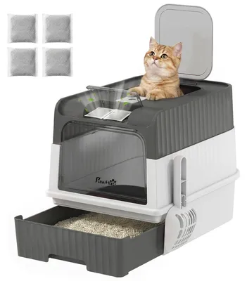 Produktbild von PawHut Katzentoilette, 48L Katzenklo mit Deckel, herausziehbarer Schublade