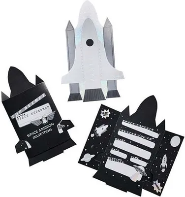 Produktbild von 8 Space Ship Einladungskarten 14,5 x 22,5cm
