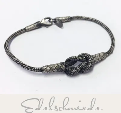 Produktbild von Edelschmiede925 geflochtenes Armband 925/- Sterling Silber geschwärzt 21 cm "Knoten"