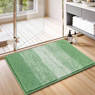 Produktbild von Rutschfeste Badematte 50 x 80 cm, weich, dick, grün, waschbar, super saugfähig, flauschig, schnelltrocknend, Mikrofaser-Badematte