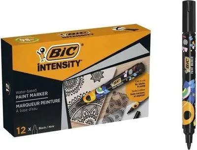 Obrázek produktu pro BIC Intensity, 12 kusů, Černá, Kuličkový hrot, Vícebarevný, Kulatý, Střední