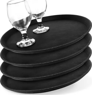 Zdjęcie produktu dla Vilde | Taca do serwowania - Czarna - 35 cm - 4 sztuki - Antypoślizgowa - Taca cateringowa