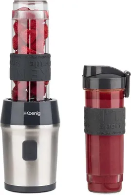Obrázok produktu pre Kompaktný mixér na smoothie, 570 ml, bez BPA, 300 W, výkonný, 2 fľaše s cestovným uzáverom, 4 nože z nehrdzavejúcej ocele, čierny