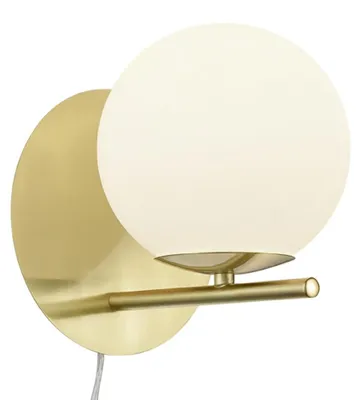Immagine prodotto di Trio Leuchten - Applique Art Déco oro I Ottone con vetro opalino - Flore I Soggiorno I Camera da letto - Rotonda - LED adatto E14