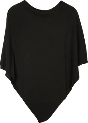 Produktbild von styleBREAKER Damen Feinstrick Poncho in Unifarben, leicht asymmetrischer Schnitt, Ärmellos, Rundhals 08010042