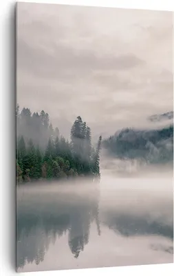 Produktbild von Bild auf Leinwand - Leinwandbild - Einteilig - Reflexion Nebel Landschaft - 80x120cm - Wand Bild - Wanddeko - Wandbilder - Leinwanddruck - Wanddekoration - Leinwand bilder - Wandbild - PA80x120-4482