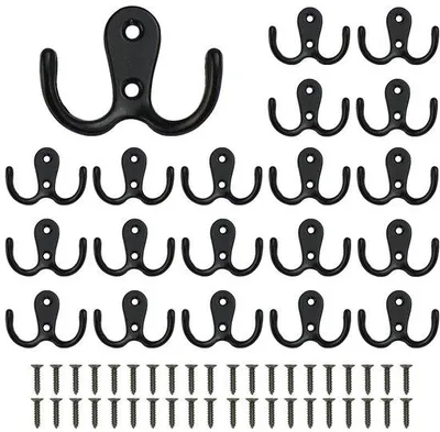 Produktbild von Doppelte Garderobenhaken 20 Stück schwarz Vintage