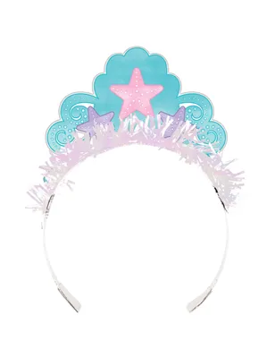 Produktbild von Meerjungfrauen-Pappkrone Prinzessinnen Partydeko 8 Stück rosa-blau