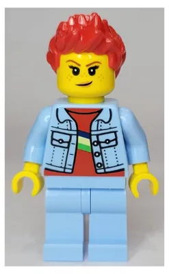 Zdjęcie produktu dla Minifigurka LEGO, kobieta, jasnoniebieska kurtka jeansowa, jasny odcień (twn440)