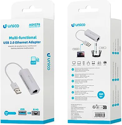 Immagine prodotto di UNICO AD1378, cavo, USB 2.0, 100 Mbit/s, bianco, connettore USB, tipo A